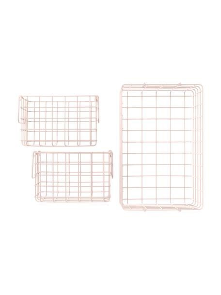 Opbergmanden The Baskets, set van 3, Gepoedercoat staal, Roze, Set met verschillende formaten