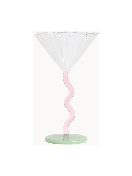 Cocktailglazen Curve, 2 stuks, Glas, Transparant, lila, lichtgroen, Ø 17 x H 10 cm, 150 ml