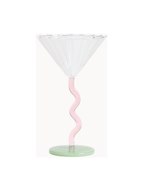 Copas de cóctel de vidrio de borosilicato Curve, 2 uds., Vidrio de borosilicato, Transparente, lila, verde claro, Ø 17 x Al 10 cm, 150 ml