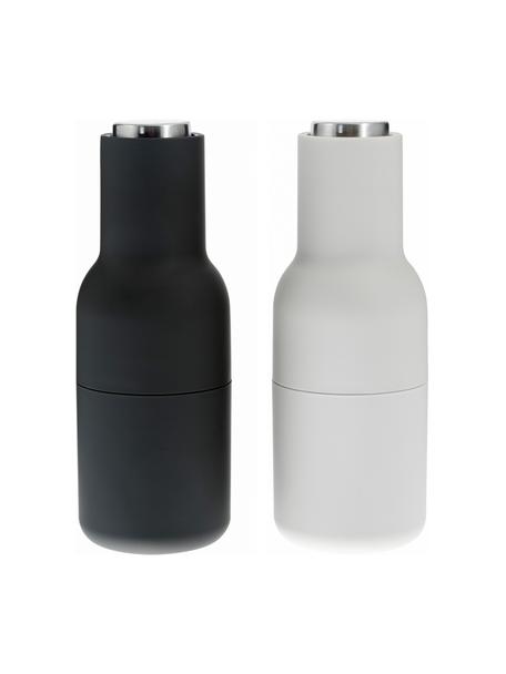 Moulins à sel et à poivre design avec couvercle en acier inoxydable Bottle Grinder, 2 élém., Anthracite, gris clair, couleur argentée, Ø 8 x haut. 21 cm