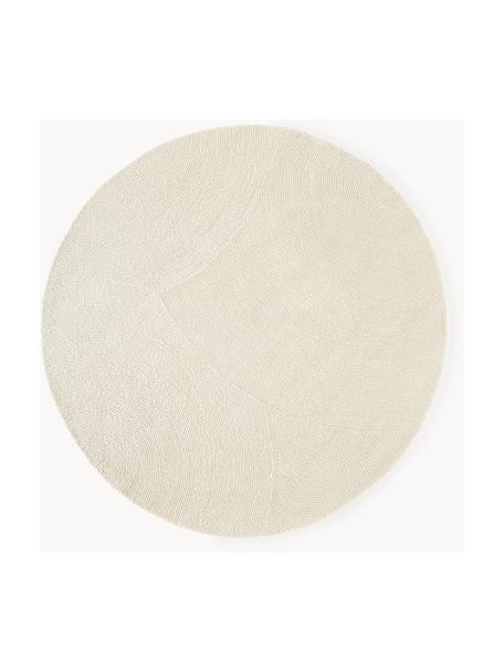 Kulatý ručně všívaný koberec s nízkým vlasem vyrobený z recyklovaných materiálů Eleni, Tlumeně bílá, Ø 250 cm (velikost XL)