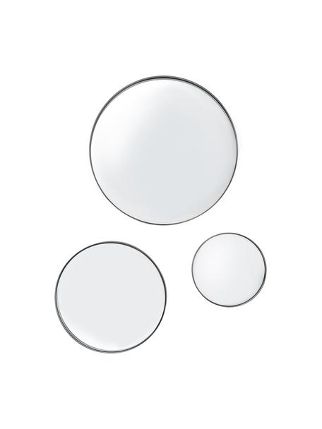 Rundes Wandspiegel-Set Ivy mit schwarzem Metallrahmen, 3-tlg, Rahmen: Metall, pulverbeschichtet, Rückseite: Mitteldichte Holzfaserpla, Spiegelfläche: Spiegelglas, Schwarz, Set mit verschiedenen Größen