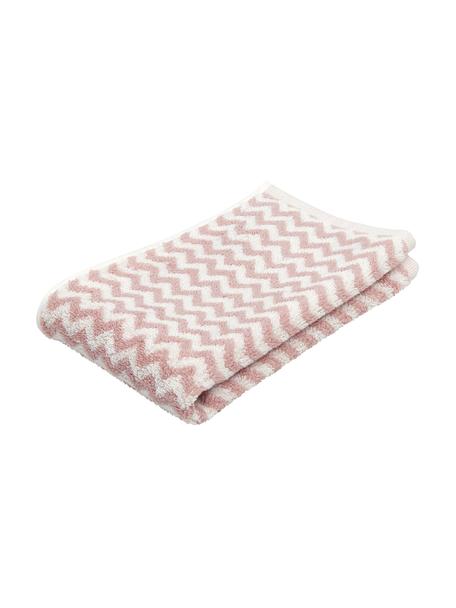 Asciugamano con motivo a zigzag Liv, 100% cotone,
qualità media 550 g/m², Rosa, bianco crema, Asciugamano per ospiti, Larg. 30 x Lung. 50 cm, 2 pz.