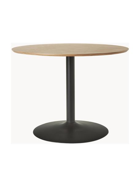 Table ronde avec placage en frêne Menorca, Ø 100 cm, Bois clair, noir, Ø 100 cm