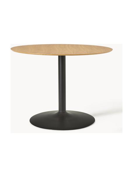 Ronde eettafel Menorca, Ø 100 cm, Tafelblad: MDF met essenhoutfineer, Essenhout, zwart, Ø 100 cm