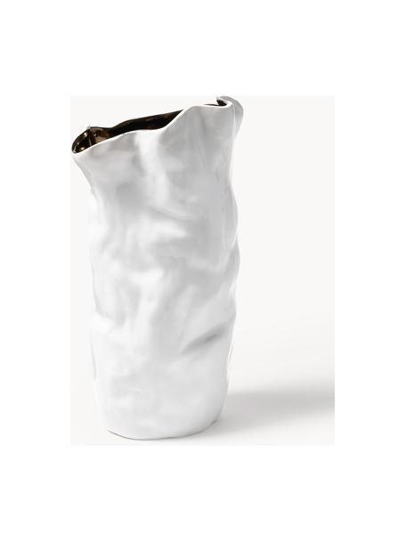 Váza se zlatým dekorem Dimple, Glazovaná keramika, Bílá, zlatá, Ø 20 cm, V 33 cm