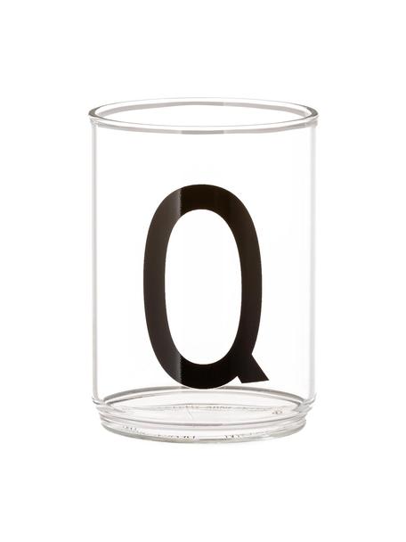 Dizajnový pohár na vodu s písmenami Personal (varianty od A po Z), Borosilikátové sklo, Priehľadná, čierna, Pohár na vodu Q, 300 ml