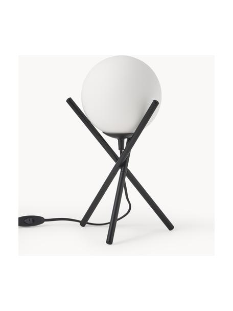 Lampada da tavolo piccola con paralume in vetro Erik, Paralume: vetro, Bianco, nero, Ø 15 x Alt. 33 cm