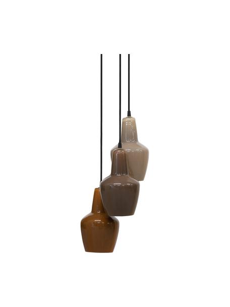 Lampada a sospensione a grappolo nelle tonalità del marrone Pottery, Paralume: vetro, Tonalità beige e marroni, Ø 30 x Alt. 145 cm