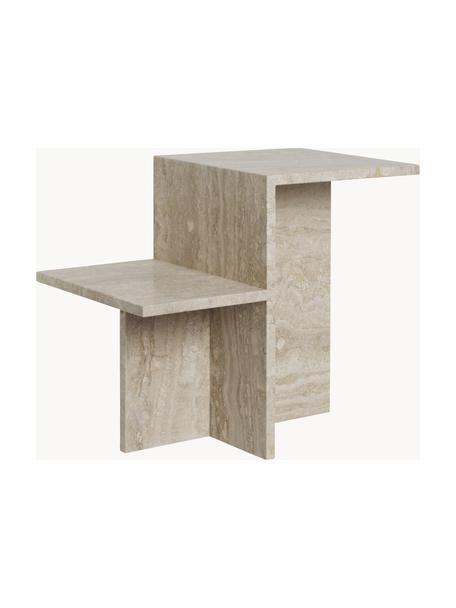 Travertin-Beistelltisch Distinct mit zwei Tischplatten, Travertin, Travertin Beige, B 60 x H 50 cm