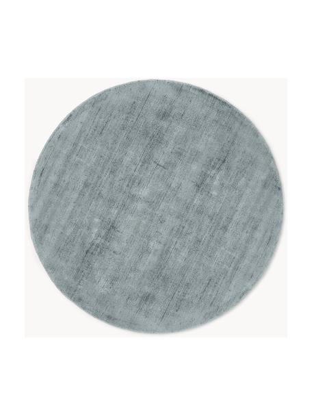 Alfombra redonda artesanal de viscosa Jane, Parte superior: 100% viscosa, Reverso: 100% algodón El material , Azul claro, Ø 115 cm (Tamaño S)