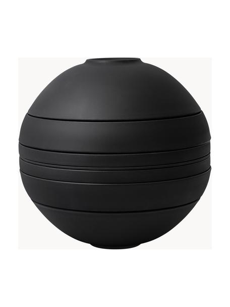 Vajilla de porcelana Iconic La Boule, 2 comensales (7 pzas.), Porcelana, Negro mate, Set de diferentes tamaños