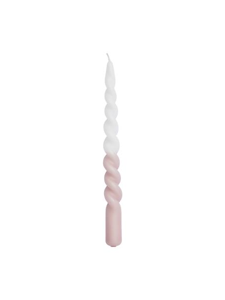 Dlhá sviečka Twister, 2 ks, Parafínový vosk, Biela, bledoružová, Ø 2 x V 25 cm