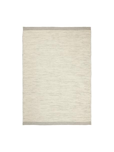 Handgeweven wollen loper Asko, gevlekt, Bovenzijde: 90% wol, 10% katoen, Onderzijde: katoen Bij wollen vloerkl, Beige, B 140 x L 200 cm (maat S)