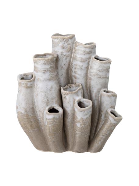 Handgefertigtes Deko-Objekt Saha aus Steingut, Steingut, Beige, Weiß, B 17 x H 19 cm
