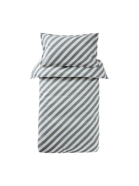 Biancheria da letto a righe in cotone percalle grigio/bianco Franny, Tessuto: percalle, Grigio, bianco, 100 x 130 cm + 1 federa 55 x 35 cm