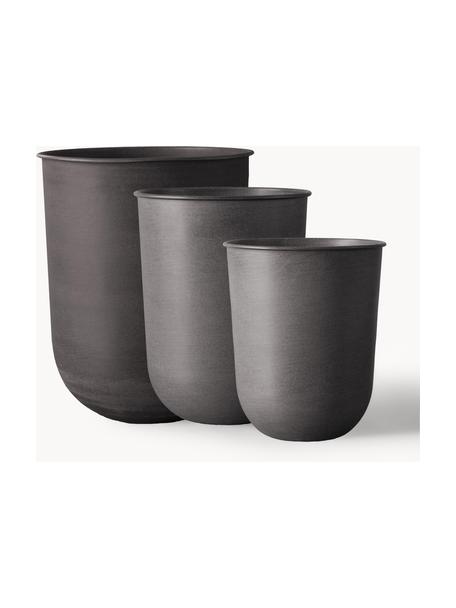 Set di 3 vasi per piante Out, Metallo smaltato, Greige, Set in varie misure
