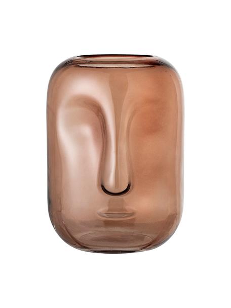 Glazen vaas Face, Glas, Bruin, transparant, Ø 18 x H 25 cm