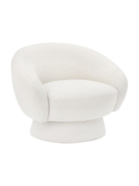 Poltroncina in tessuto bouclé Ted, Rivestimento: poliestere Il rivestiment, Struttura: legno di pino, compensato, Bouclé bianco, Larg. 93 x Prof. 82 cm