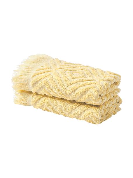 Ręcznik z wypukłą strukturą Jacqui, różne rozmiary, Jasny żółty, Ręcznik dla gości, S 30 x D 50 cm, 2 szt.