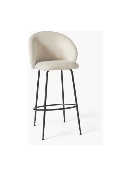 Tabouret de bar Luisa, Tissu blanc crème, cadre noir, larg. 54 x haut. 108 cm