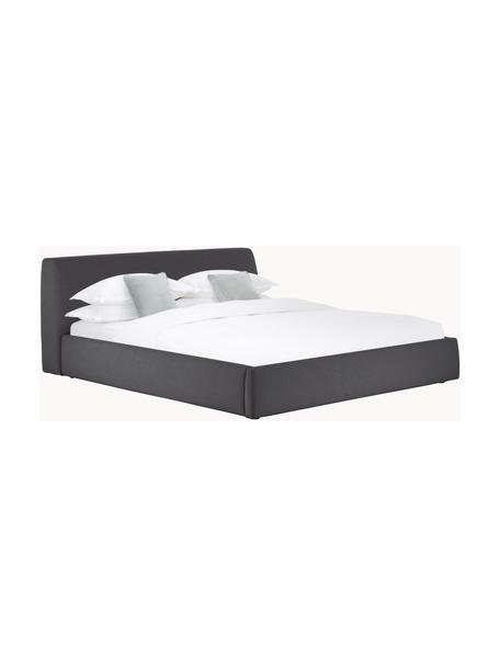 Letto imbottito con contenitore Cloud, Rivestimento: tessuto finemente struttu, Piedini: legno laccato Questo prod, Tessuto antracite, Larg. 140 x Lung. 200 cm