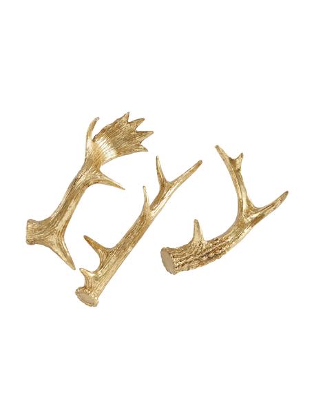 Set 3 corna di cervo decorative Deer, Resina, Dorato, Set in varie misure