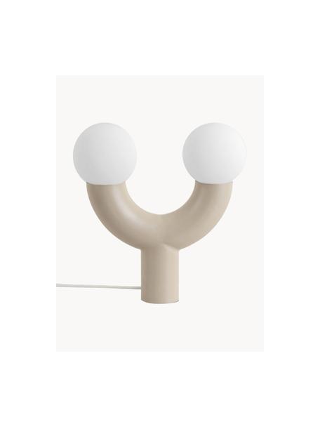 Lampe à poser artisanale à intensité variable Tube, Blanc, beige, larg. 27 x haut. 28 cm