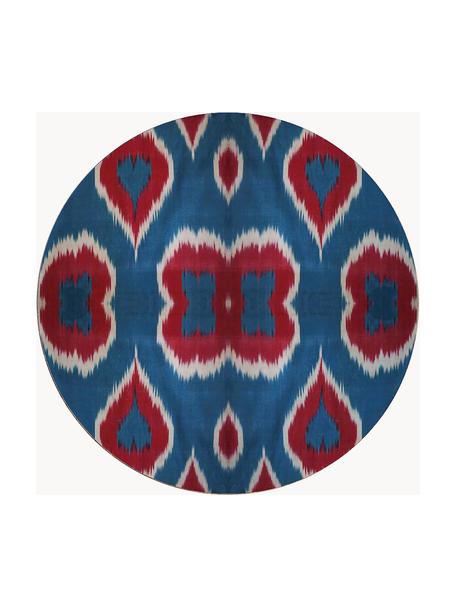 Plato postre artesanal de porcelana Ikat, Porcelana, Azul, rojo óxido, blanco, Ø 21 cm