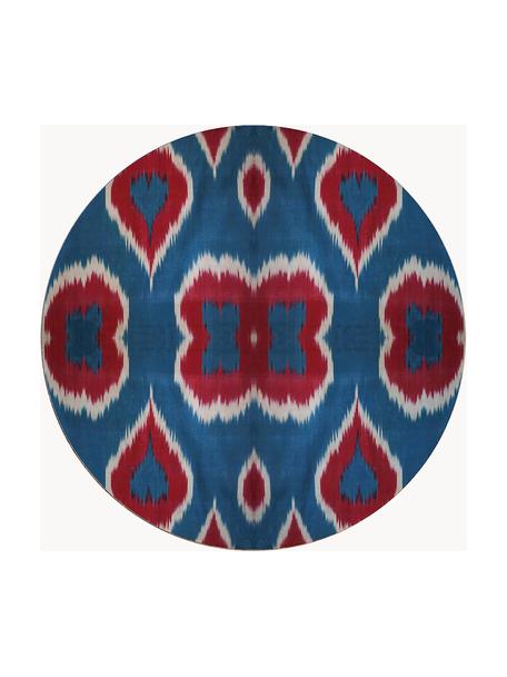 Ručne vyrobený porcelánový raňajkový tanier Ikat, Porcelán, Modrá, hrdzavá červená, biela, Ø 21 cm