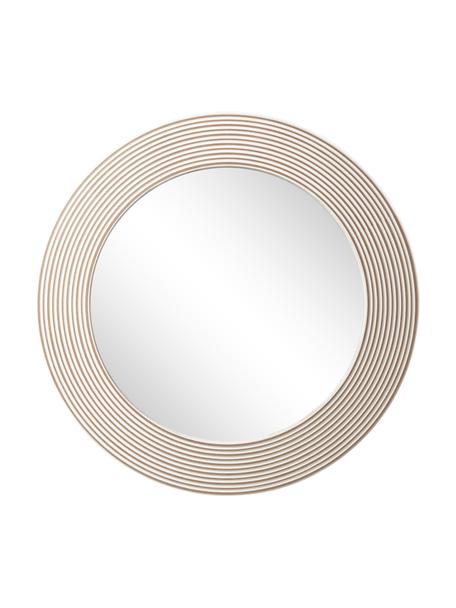 Espejo de pared redondo de madera Furrows, Espejo: cristal, Beige, blanco, Ø 80 x F 5 cm