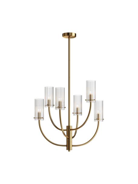 Lámpara de techo grande Arco, Pantalla: vidrio, Estructura: metal, Dorado, transparente, Ø 61 x Al 67 cm
