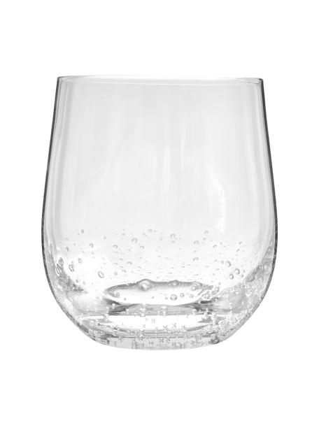 Ručne fúkané poháre na vodu Bubble, 4 ks, Fúkané sklo, Priehľadná so vzduchovými bublinkami, Ø 9 x V 10 cm, 250 ml