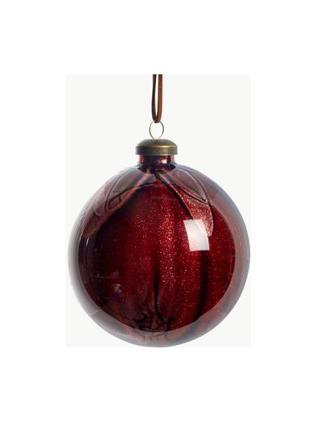 Handgefertigte Weihnachtskugeln Nosille, 12 Stück, verschiedene Größen, Glas, Weinrot, glänzend, Ø 10 cm