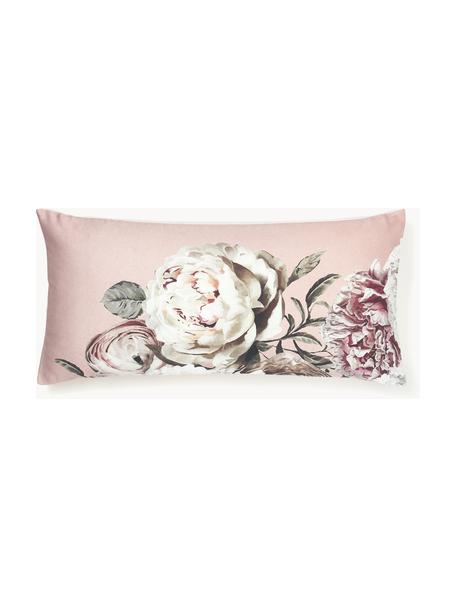 Poszewka na poduszkę z satyny bawełnianej Blossom, 2 szt., Blady różowy, odcienie beżowego, S 40 x D 80 cm