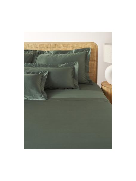 Baumwollsatin-Bettlaken Premium, Webart: Satin Fadendichte 400 TC,, Dunkelgrün, B 180 x L 280 cm