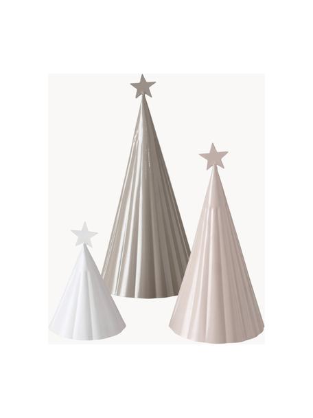 Set de figuras decorativas pinos Vassi, 3 uds., Metal con pintura en polvo, Beige, rosa pálido, blanco, Set de diferentes tamaños