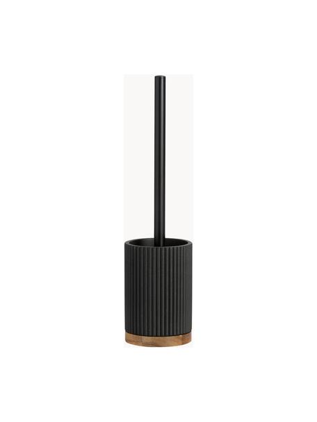 Escobilla de baño con madera Laura, Plástico, madera de acacia, Negro, Ø 10 x Al 40 cm
