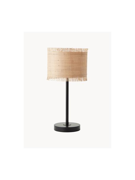 Stolní lampa z mořské trávy Raffy, Světle béžová, černá, Ø 22 cm, V 46 cm