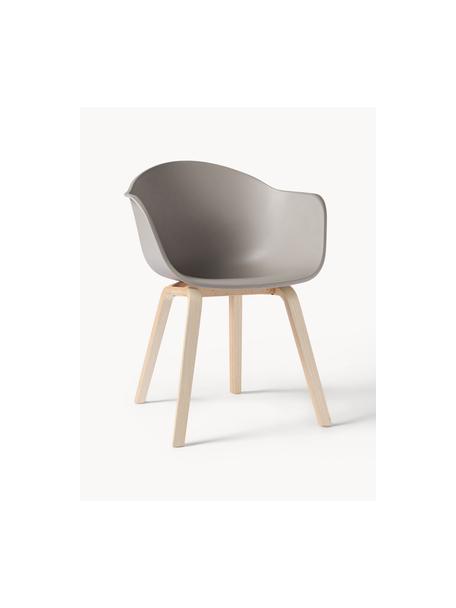 Krzesło z podłokietnikami z tworzywa sztucznego Claire, Nogi: drewno z fornirem z drewn, Greige, drewno bukowe, S 60 x G 54 cm
