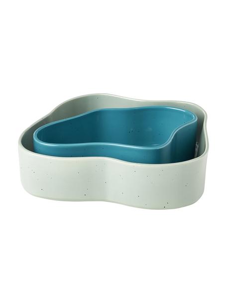 Sierschalenset Milas, 2-delig, Keramiek, Mintgroen, turquoise, Set met verschillende formaten