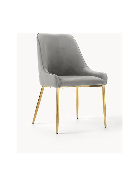 Samt-Polsterstuhl Ava, Bezug: Samt (100 % Polyester) De, Beine: Metall, galvanisiert, Samt Grau, B 53 x T 60 cm