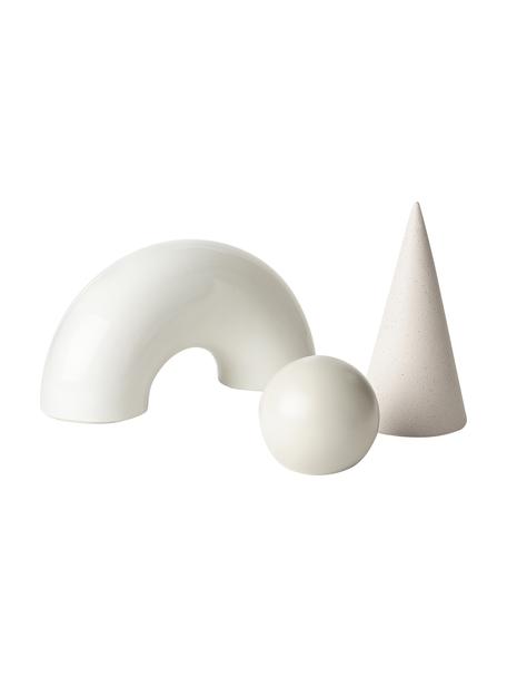 Sada dekorativních předmětů v různých tvarech Oskar, 3 díly, Kamenina, Krémově bílá, Ø 10 cm, V 15 cm