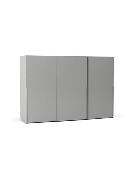 Modulaire schuifdeurkast Leon in grijs, 300 cm breed, meerdere varianten, Hout, grijs gelakt, Basis interieur, hoogte 200 cm
