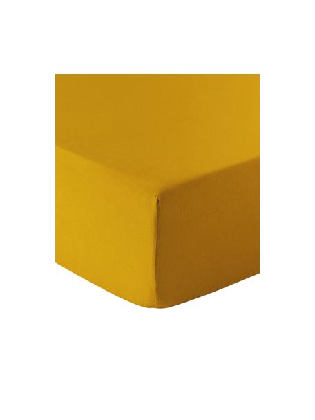Flanelové napínací prostěradlo Biba, Hořčicově žlutá, Š 90 cm, D 200 cm
