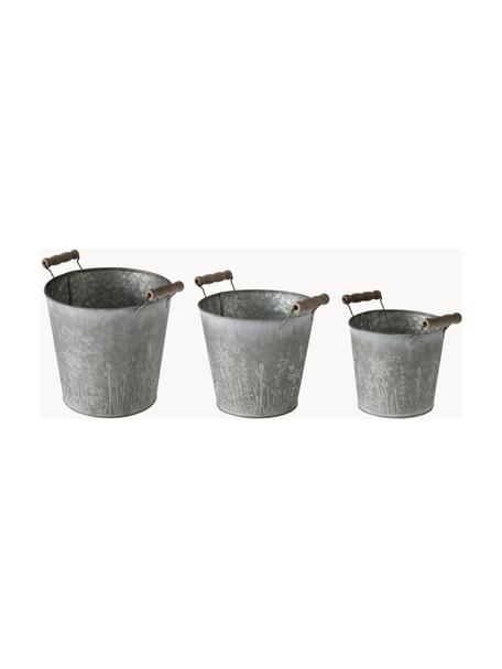 Petit cache-pot Silene, 3 élém., Zinc, Lot de différentes tailles