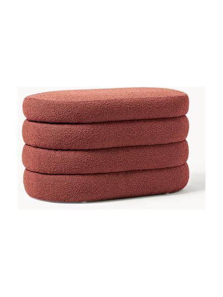 Banco tapizado en tejido bouclé con espacio de almacenamiento Alto, Tapizado: tejido bouclé (100% polié, Estructura: madera de pino, madera co, Bouclé rojo óxido, An 82 x L 47 cm