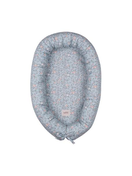 Kokon niemowlęcy z bawełny Apricot, Tapicerka: bawełna, Tapicerka: bawełna, Odcienie niebieskiego, biały, beżowy, S 55 x D 85 cm