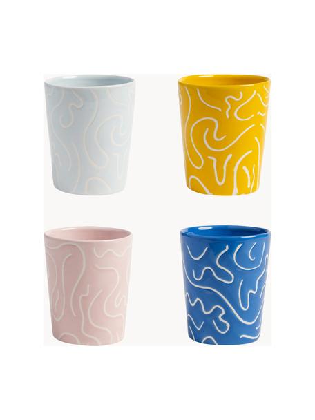 Tazas artesanales Soba, 4 uds., Porcelana, Multicolor, Ø 7 x Al 9 cm, 200 ml