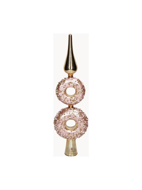 Estrella punta de Árbol de Navidad Donut, Vidrio, Rosa, dorado, An 9 x Al 33 cm